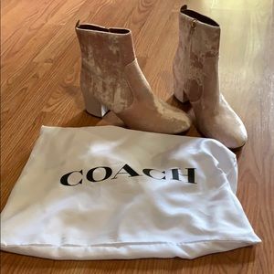 Worn once pink velvet Coach booties